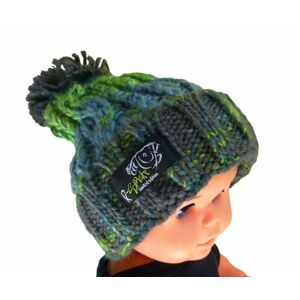 R-Spekt Dětský kulich MAXI PomPom beanie šedozelený - 52-56 cm